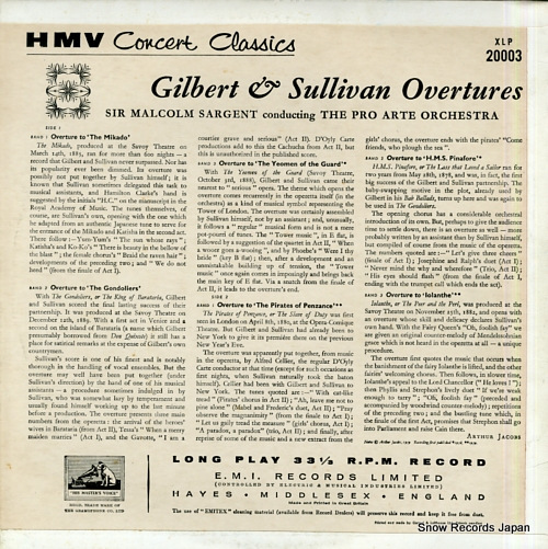 ޥ륳ࡦ gilbert & sullivan overtures XLP20003