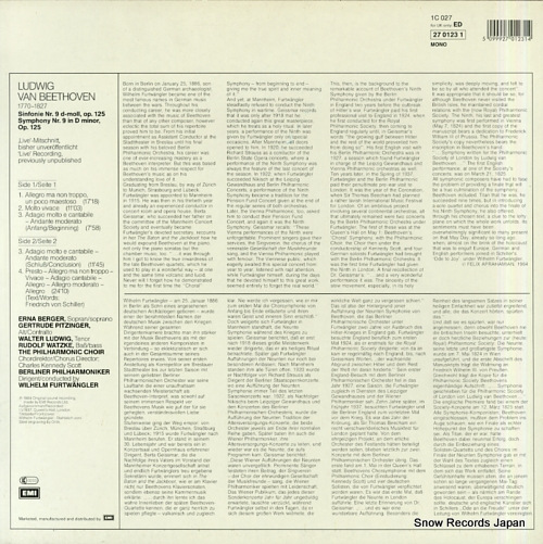 FURTWANGLER, WILHELM beethoven; symphonie no.9 2701231