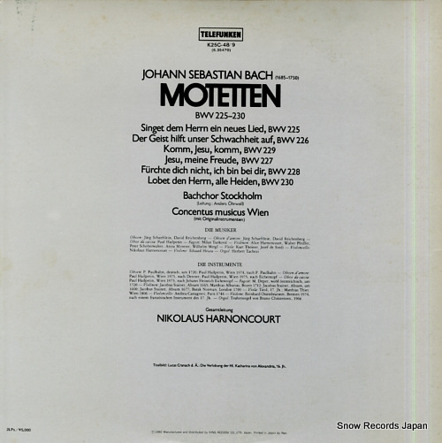 HARNONCOURT, NIKOLAUS bach; motetten bwv225-230 K25C-48/9