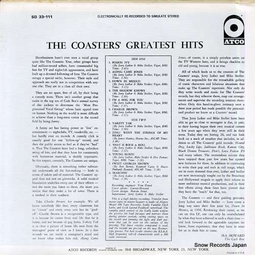 COASTERS, THE the coasters' greatest hits SD33-111