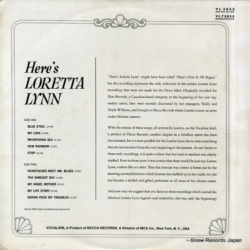 LYNN, LORETTA here's loretta lynn VL73853