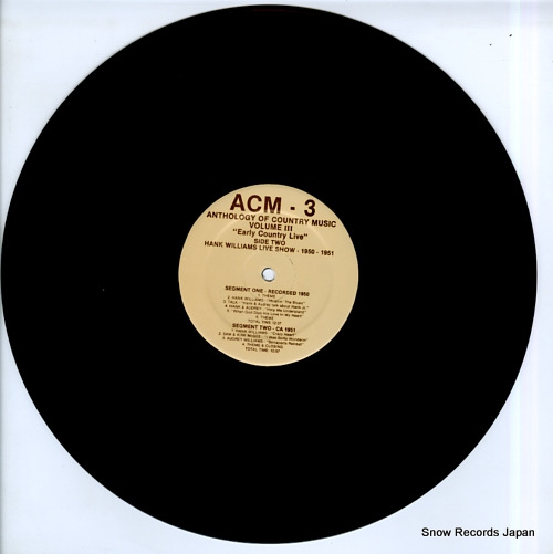 WILLIAMS, HANK early country live volume 1 ACM-3 - disc
