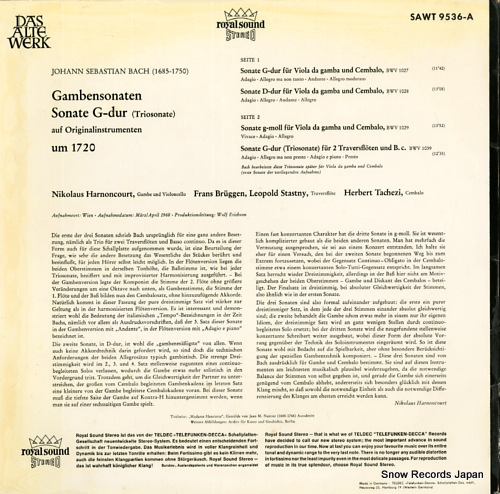 HARNONCOURT, NIKOLAUS bach; gambensonaten sonate g-dur 6.41243/SAWT9536