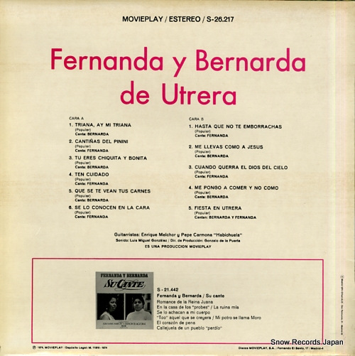 DE UTRERA, FERNANDA AND BERNARDA fernanda y bernarda de utrera S-26.217