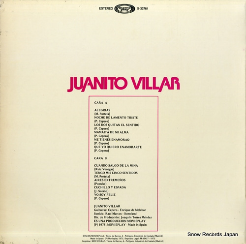VILLAR, JUANITO el cante profundo de juanito villar S-32761