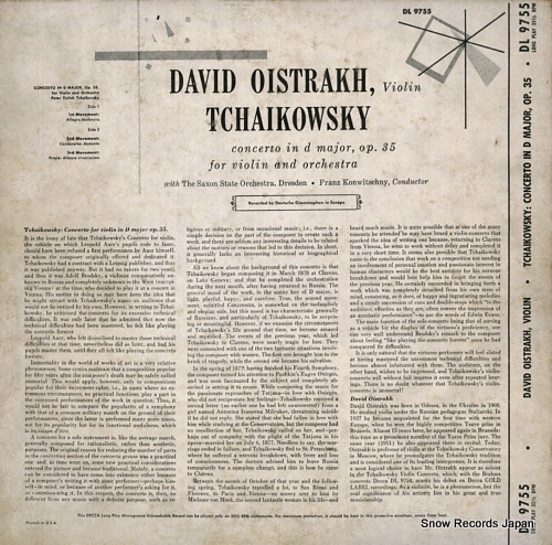 OISTRAKH, DAVID tchaikowsky; concerto in d major op.35 DL9755