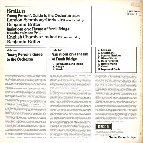 BRITTEN, BENJAMIN britten; the young person's guide to the orchestra SXL6450
