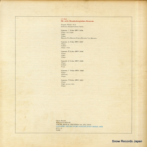 KOCH, HELMUT bach; die sechs brandenburgischen konzerte 2CT-1-2