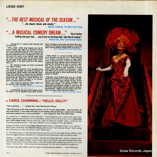 MERRICK, DAVID, AND CAROL CHANNING hello, dolly! LSOD-1087 - back cover