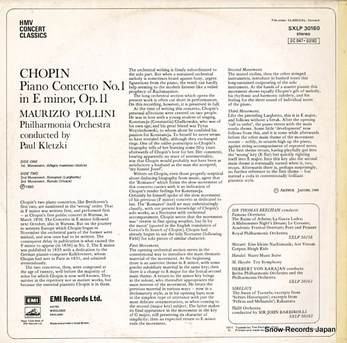 POLLINI, MAURIZIO chopin; piano concerto no.1 in e minor SXLP30160