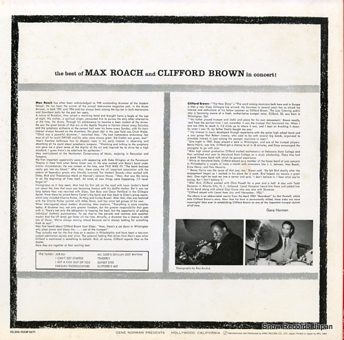 BROWN, CLIFFORD, AND MAX ROACH the best of max roach and clifford brown in cincerto K23P6271