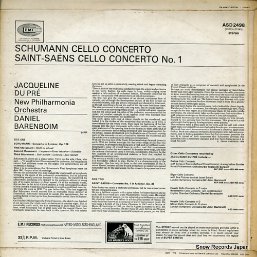 DU PRE, JACQUELINE schumann; cello concerto in a minor ASD2498