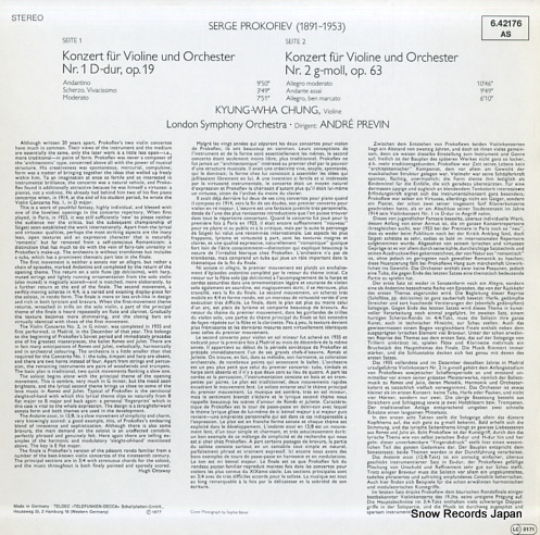 CHUNG, KYUNG-WHA prokofiev; violin concertos nos.1 & 2 6.42176