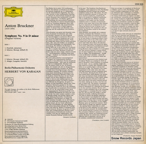 KARAJAN, HERBERT VON bruckner; symphony no.9 2530828