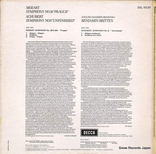 BRITTEN, BENJAMIN mozart; symphony no.38 
