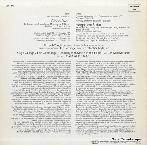 WILLCOCKS, DAVID vivaldi; gloria/pergolesi; magnificat 6.42244