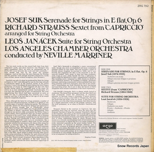 MARRINER, NEVILLE suk; serenade for strings ZRG792