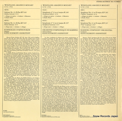 SCHMIDT-ISSERSTEDT, HANS mozart; haffner-sinfonie nr.35 2021983-6