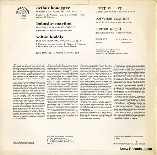 SUK, JOSEF / ANDRE NAVARRA duos for violin and violoncello 50634