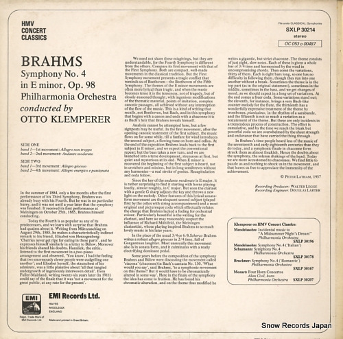 åȡڥ顼 brahms; symphony no.4 SXLP30214
