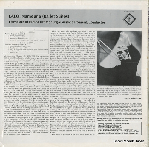 FROMENT, LOUIS DE lalo; namouna(ballet suites) QTV34724