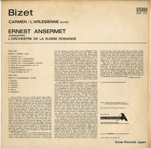 ANSERMET, ERNEST bizet; carmen/l'arlesienne SDD141