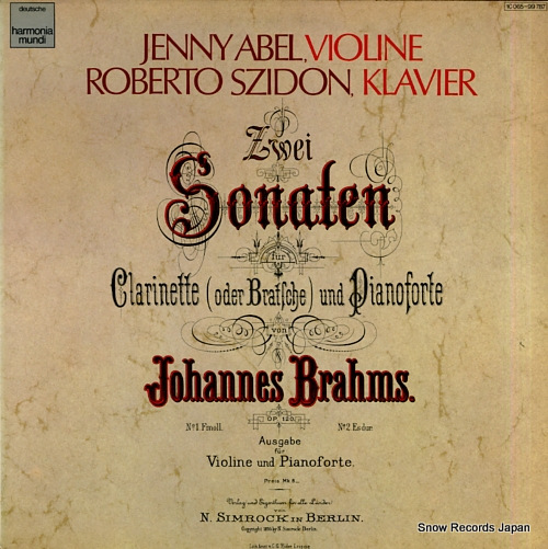 ABEL, JENNY brahms; sonaten op.120 fur klarinette und pianoforte 1C065-99787