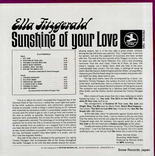 FITZGERALD, ELLA sunshine of your love PRST7685