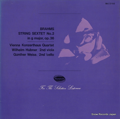 VIENNA KONZERTHAUS QUARTET, THE brahms; string sextet no.2 MH5193