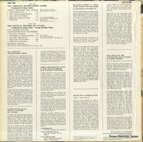 ISELER, ELMER the toronto mendelssohn choir LSC-3154