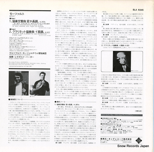 HAGER, LEOPOLD mozart; sinfonia concertante SLA6345