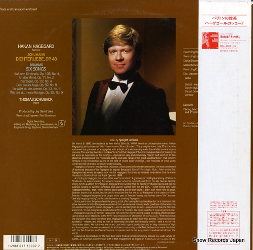 HAGEGARD, HAKAN schumann; dichterliebe RCL-8428