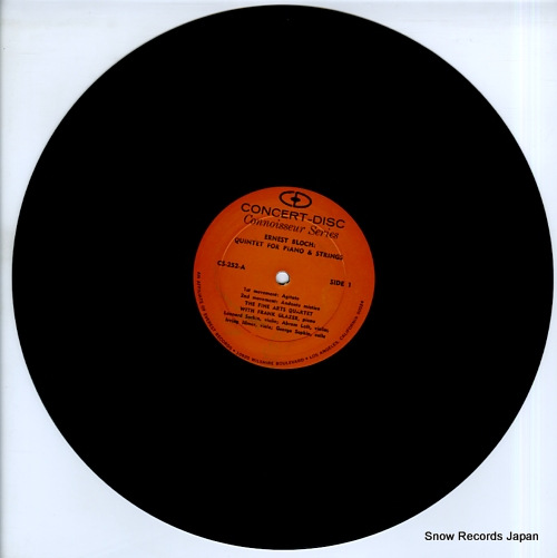 GLAZER, FRANK bloch; quintet for piano & strings CS-252