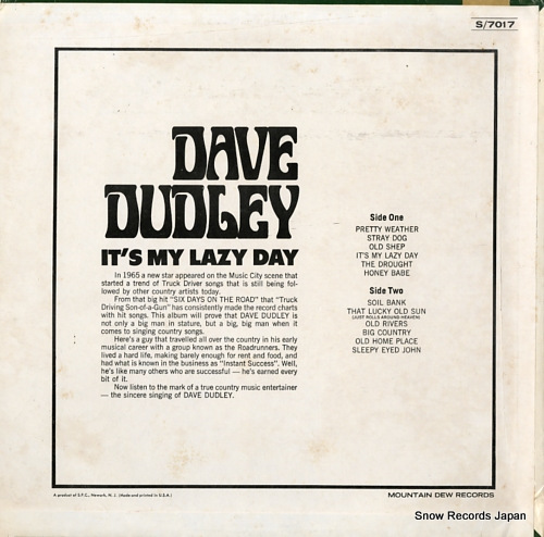 DUDLEY, DAVE it's my lazy day S7017