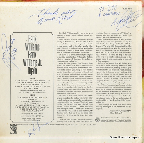 WILLIAMS, HANK / HANK WILLIAMS, JR. again SE-4378