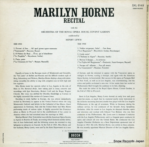 HORNE, MARILYN marilyn horne recital SXL6149 - back cover
