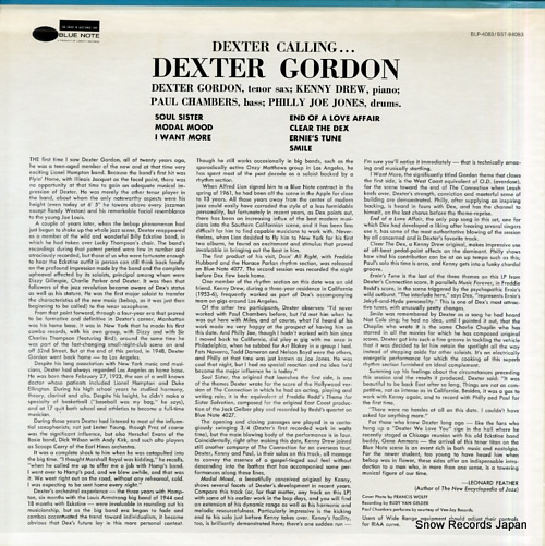 GORDON, DEXTER dexter calling... BST-84083