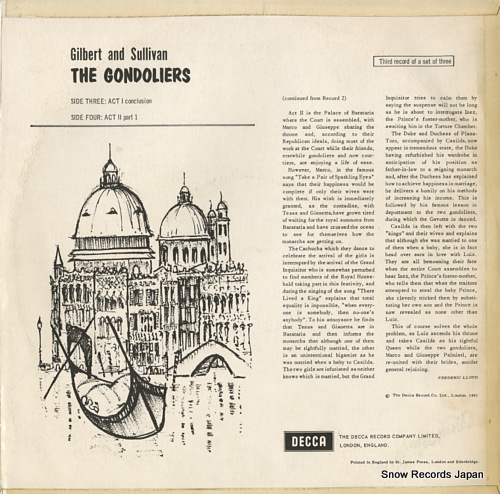 ɡ롦åɥե꡼ the gondoliers (record 3) SKL4140