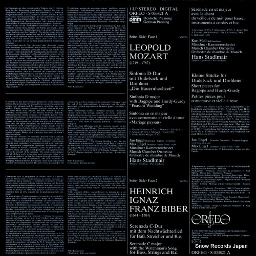 STADLMAIR, HANS leopold mozart; sinfonia d-dur mit dudelsack und drehleier S033821A