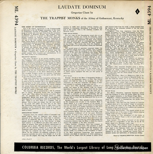 TRAPPIST MONKS OF THE ABBEY OF GETHSEMANI, THE laudate dominum ML4394