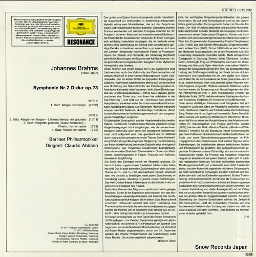 ABBADO, CLAUDIO brahms; symphonie nr.2 2535292