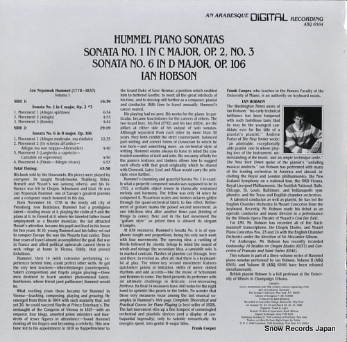 HOBSON, IAN hummel; piano sonata no.1/no.6 ABQ6564
