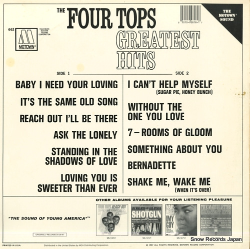 FOUR TOPS, THE greatest hits 2818ML/MOT-5209