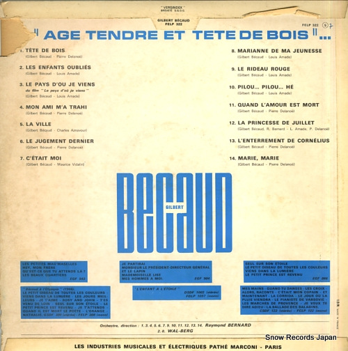 BECAUD, GILBERT age tendre et tete de bois FELP322