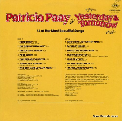 PAAY, PATRICIA yesterday & tomorrow 541.690