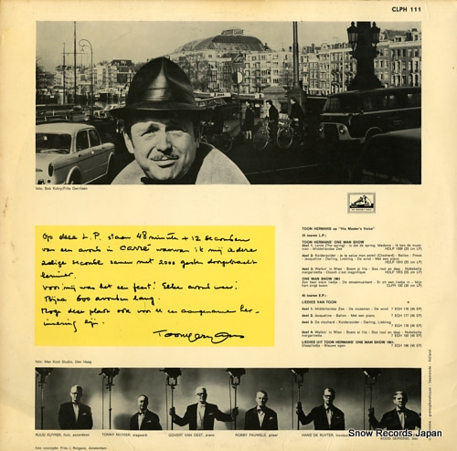 HERMANS, TOON one man show opgenomen in theater carre, amsterdam CLPH111 - back cover