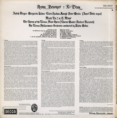 MEHTA, ZUBIN bruckner; te deum SXL6837