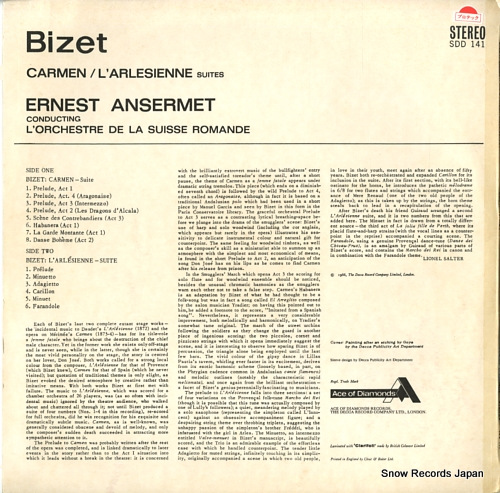 ANSERMET, ERNEST bizet; carmen/l'arlesienne SDD141