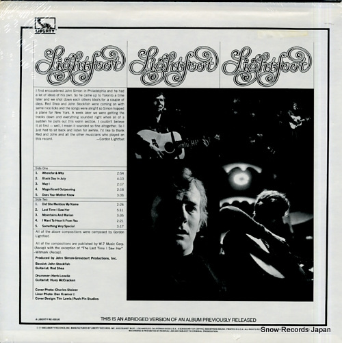 LIGHTFOOT, GORDON did she mention my name LN-10041