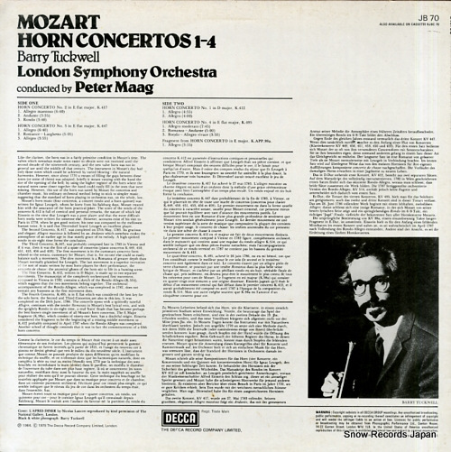 TUCKWELL, BARRY mozart; horn concertos 1-4 JB70